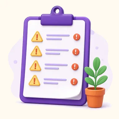Illustration of a checklist with warning signs