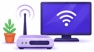 Illustration of a modem and television for internet and TV