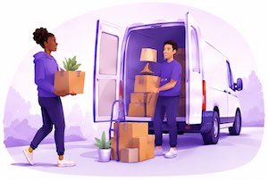 Illustration of friends helping each other move