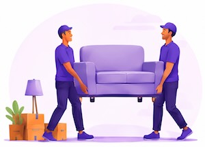 Illustration of movers carrying a couch