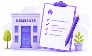 Illustration of a municipality building for reporting an address change